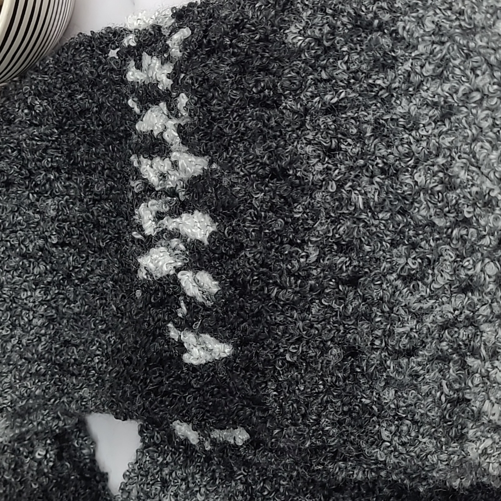 NEW HAND CROCHETED BLACK WHITE GRAY LONG NECK SCARF - Picture 4 of 5